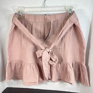 Supply & Demand Pink petal Patrick High-Rise Cotton Mini Skirt Ruffled Hem,SizeM